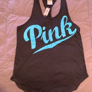 Victoria secret “Pink “ tank top black with blue lettering